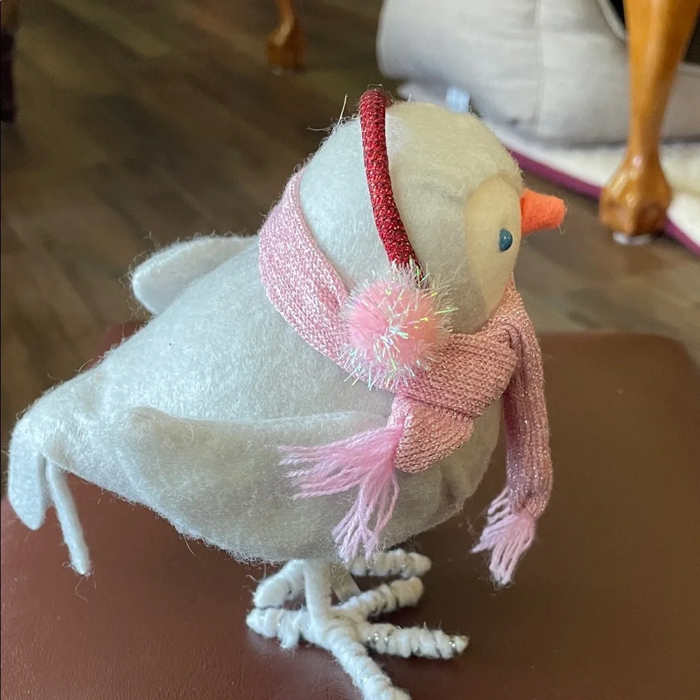 Wondershop Festive Bird with Pink Scarf and Ear Muffs